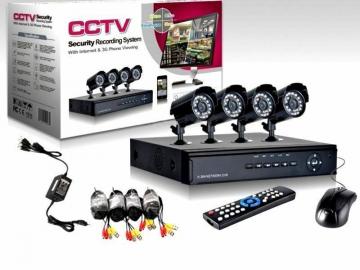 VIDEOSORVEGLIANZA H264 CCTV 4 CANALI TELECAMERA INFRAROSSIDVR E ALIMENTATOR